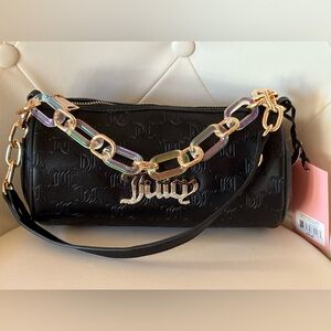 Juicy Couture Liqcorice Black Bling Bling Roll Bag Glitz Glam New